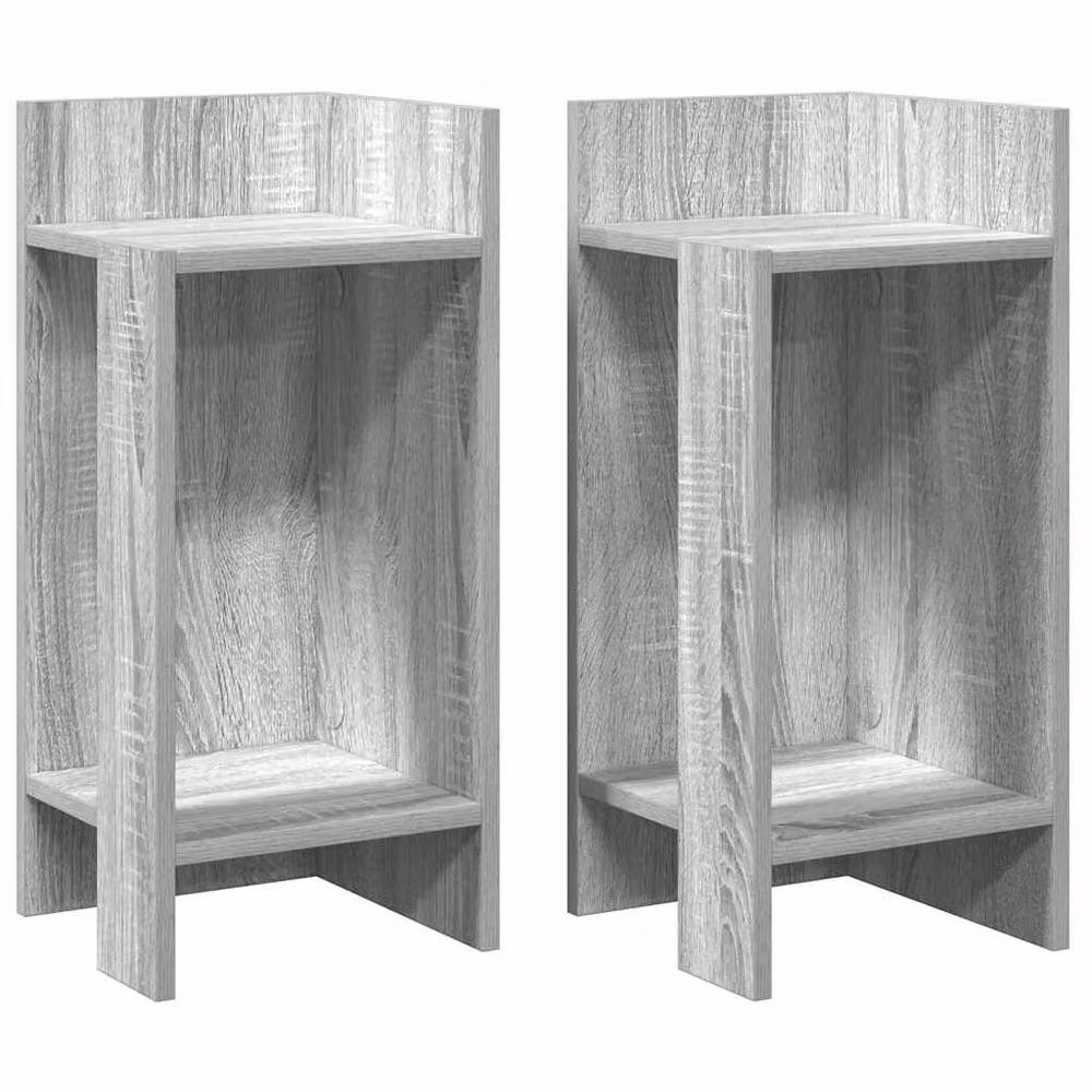 Berkfield Home Set of 2 Modern Side Tables with Shelf, Grey Sonoma, W/D/H: 25.5 x 27 x 60 cm – 3