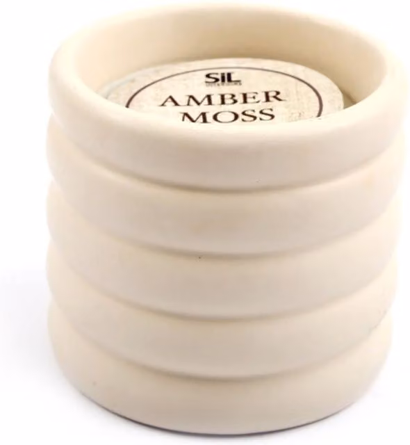 KDMK Minimalist White and Silver Striped Ceramic Tabletop Round Vase
