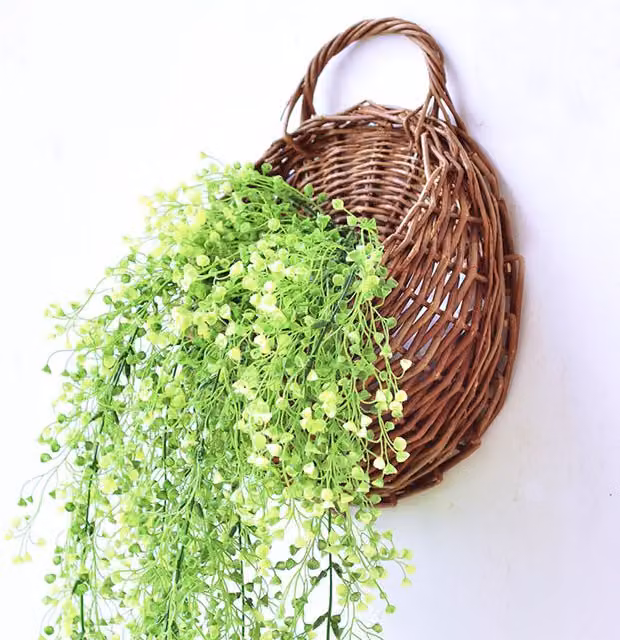 Livingandhome Artificial Hanging Vine Plant with White Leaves