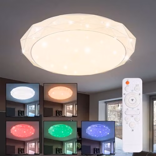 Netlighting Andi RGB LED Ceiling Light in White and Multicolour with Remote Control and Dimmable Function – 2
