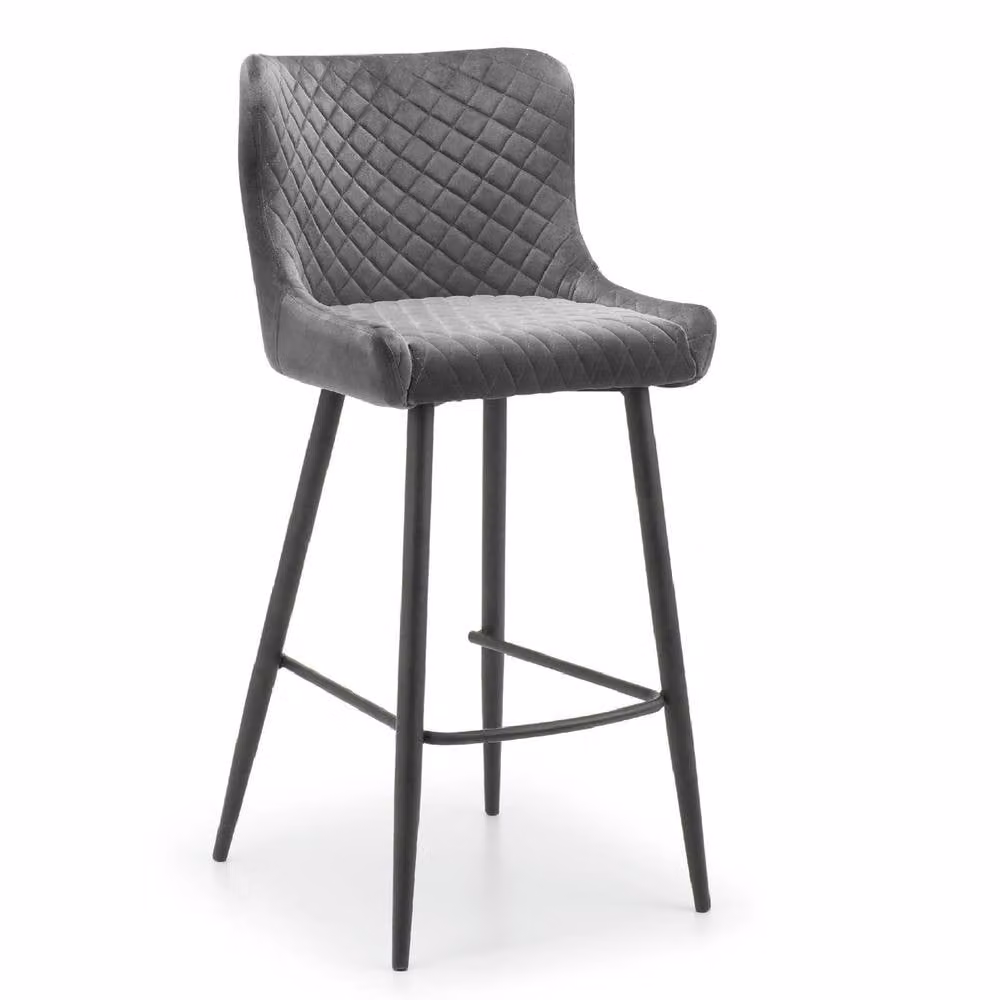 netfurniture Richmond Modern Upholstered Bar Stool with Metal Frame in Grey – 3