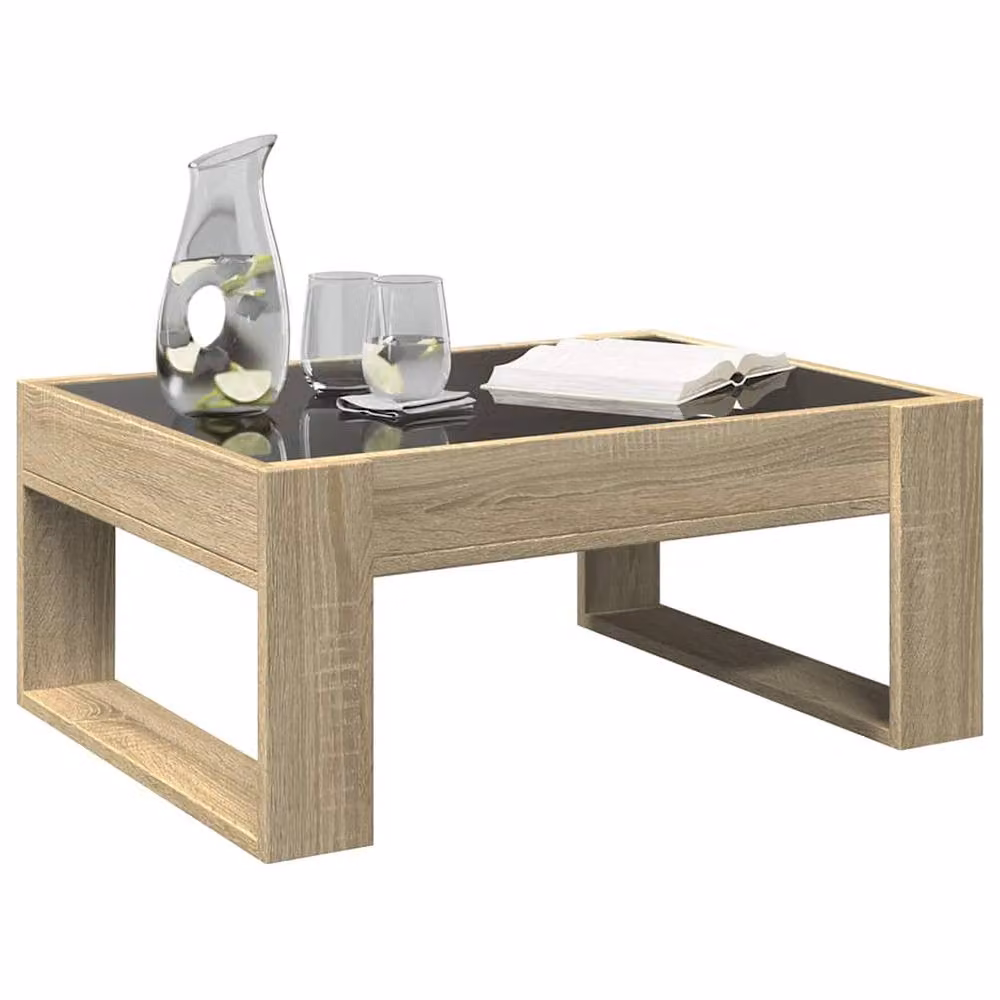 Berkfield Home Infinity LED Decorative Coffee Table in Sonoma Oak and Natural, W/D/H: 70 x 53 x 30 cm – 2