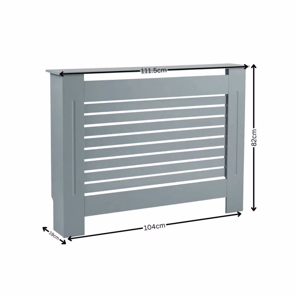 Nordara Medium Grey MDF Radiator Cover with Slatted Design and Wall Storage Cabinet, W: 100 cm, H: 100 cm – 2
