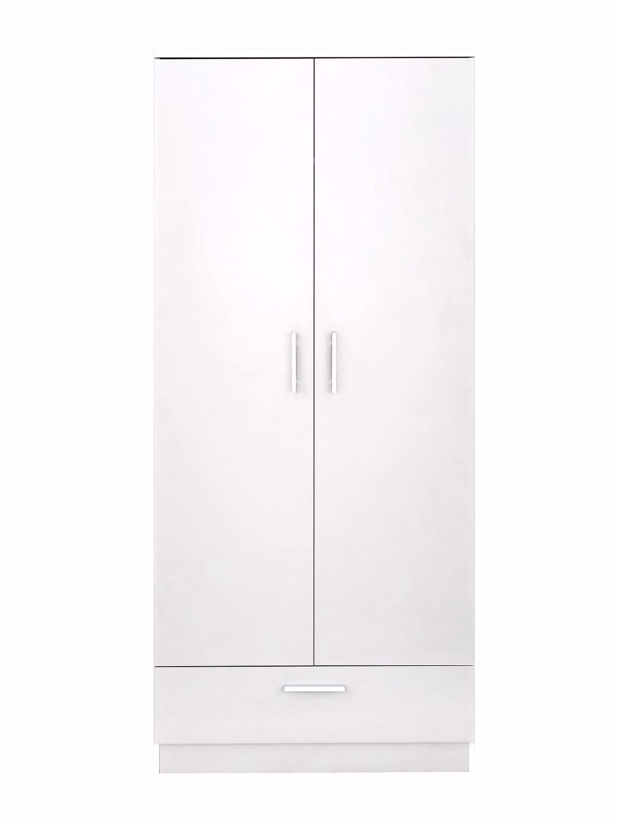 Very Home Modern White Wardrobe with Hinged Doors, Drawer and Hanging Rod, H 180.1 x W 79.9 x D 52.7 cm