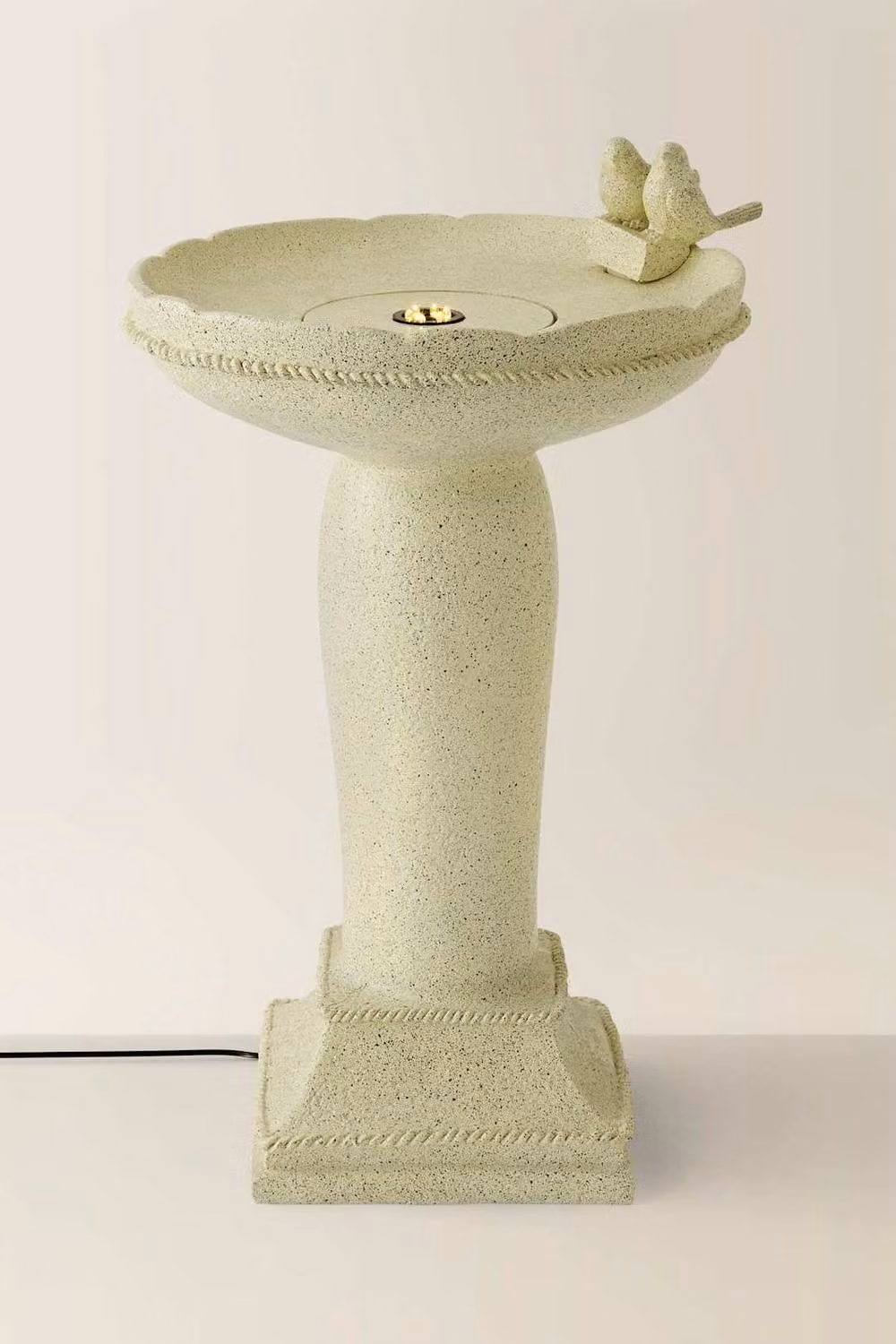 ValueLights Solar Powered Round Stone Bird Bath Water Fountain in Beige – 2