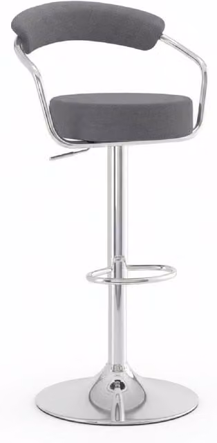 netfurniture Pinnacle Adjustable Grey Fabric Padded Kitchen Bar Stool with Arms