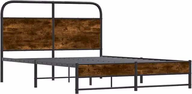 Berkfield Home Smoked Oak Bed Frame in Brown, W/D/H: 120 x 190 cm