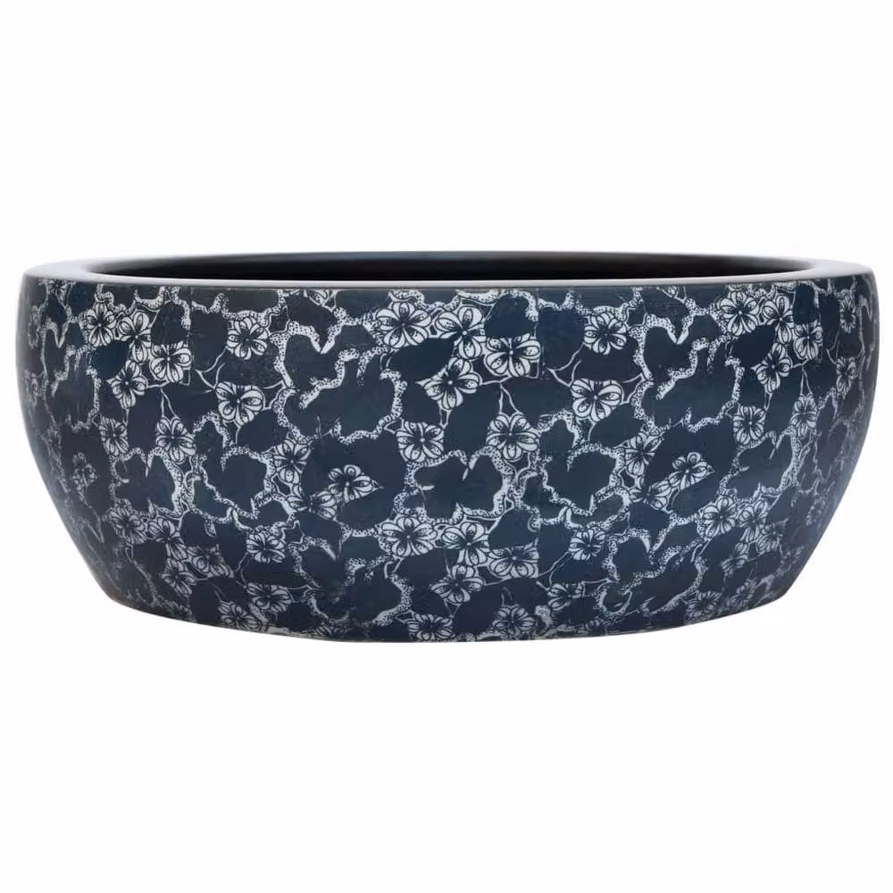 Berkfield Home Round Ceramic Countertop Basin in Black and Blue, Diameter: 41 cm, Height: 14 cm – 2