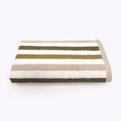 Allure Bath Fashions Cali Striped Cotton Bath Sheet in Green, W/D/H: 150 x 90 x 0 cm