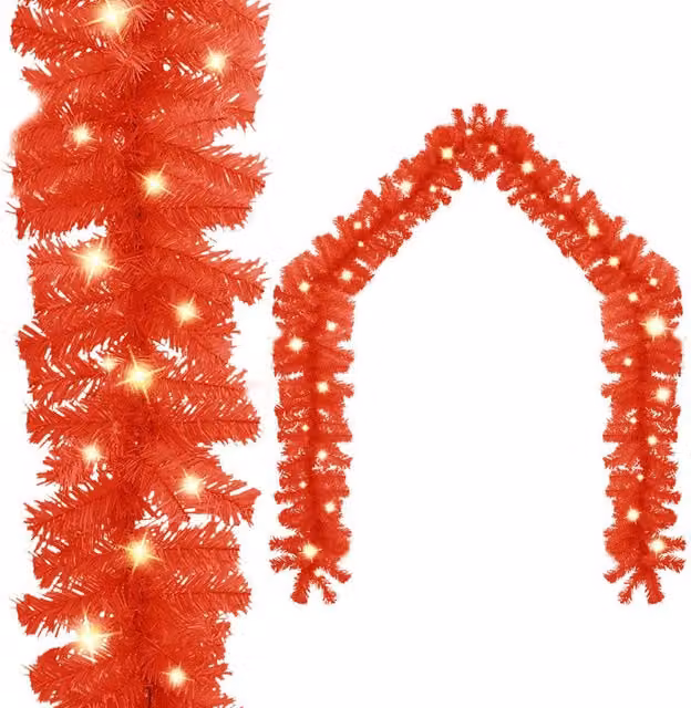 Berkfield Home Red Christmas Garland with LED Lights, 20 m