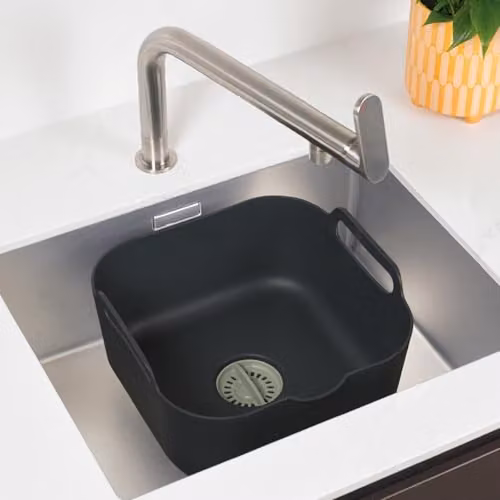 ReBorn Recycled Plastic Washing Up Bowl with Handles and Feet, 9L, Sage Green and Charcoal Grey – 2
