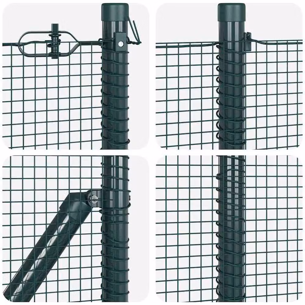 Berkfield Home Green Steel Welded Wire Fence with 7 Round Posts, W: 0.6 m, L: 10 m – 6