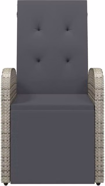 Berkfield Home Reclining Garden Chair with Cushions in Grey Poly Rattan and Steel