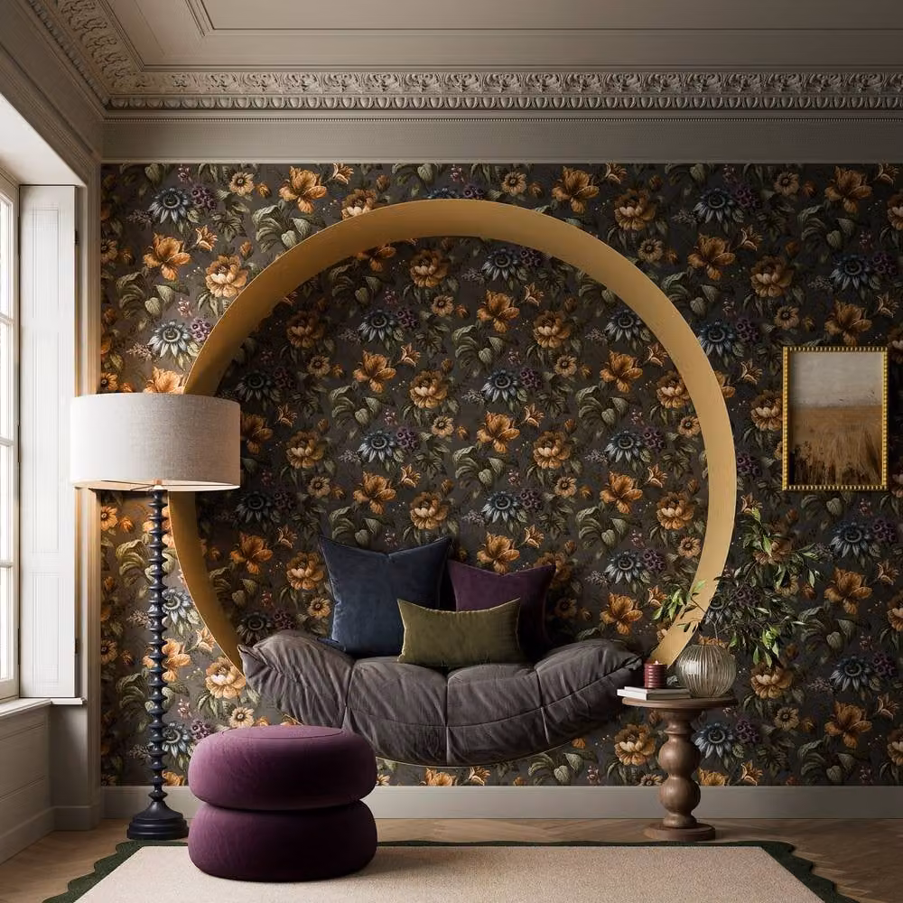 Superfresco Easy Gardenia Charcoal Floral Wallpaper in Black and Green, Width: 52 cm – 2