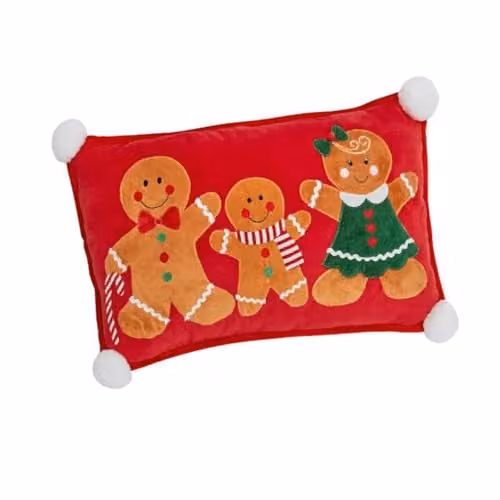 Smart Garden Three Kings Christmas Gingerbread Family Cushion, Red, W: 50 cm, H: 30 cm – 1