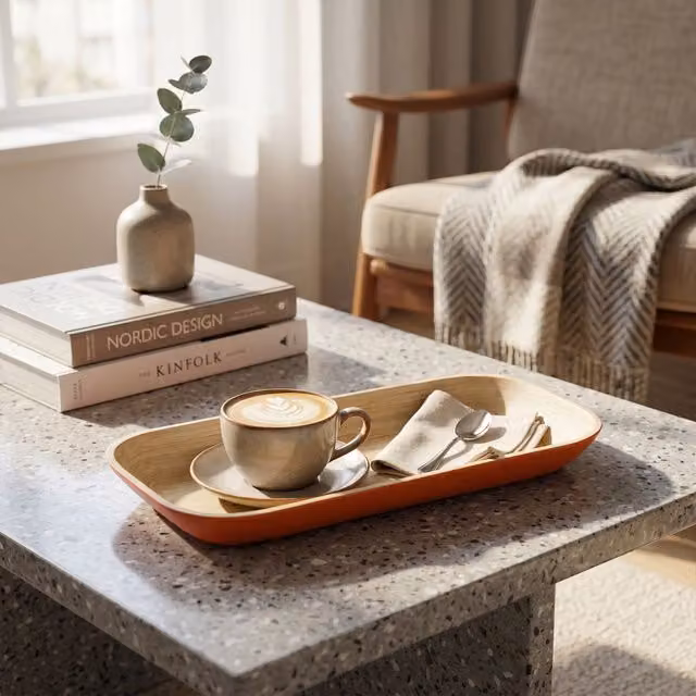 Orsina Kyoto Small Rectangular Bamboo Tray in Orange