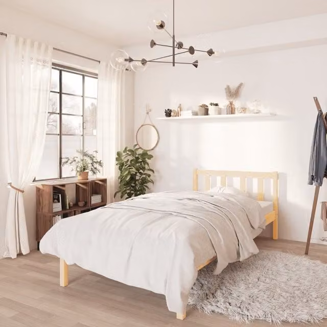 Berkfield Home Single Solid Wood Pine Bed Frame, Brown, W/D/H: 90 x 190 cm