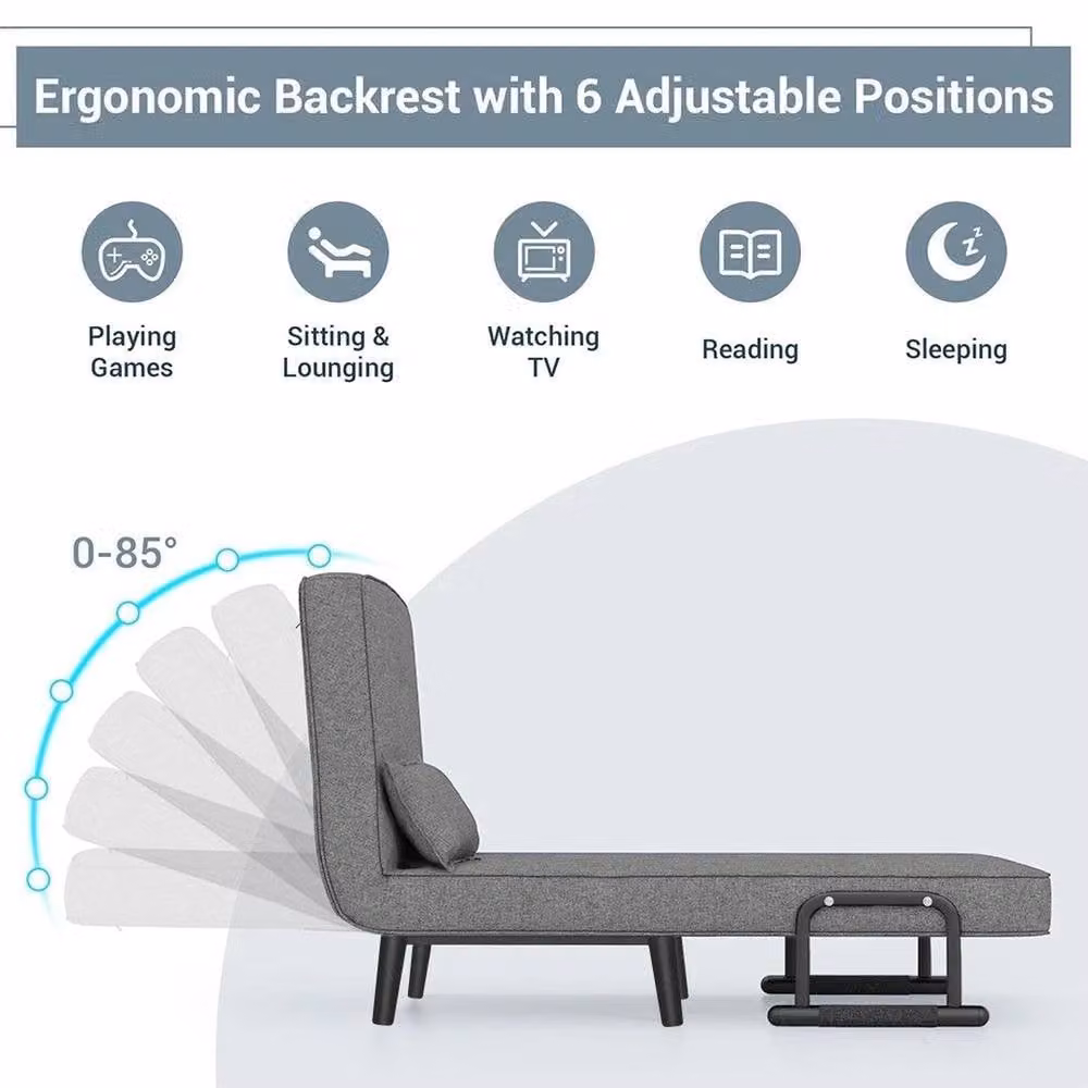 SPETLEK Single Fabric Sofa Bed Sleeper in Grey – 2