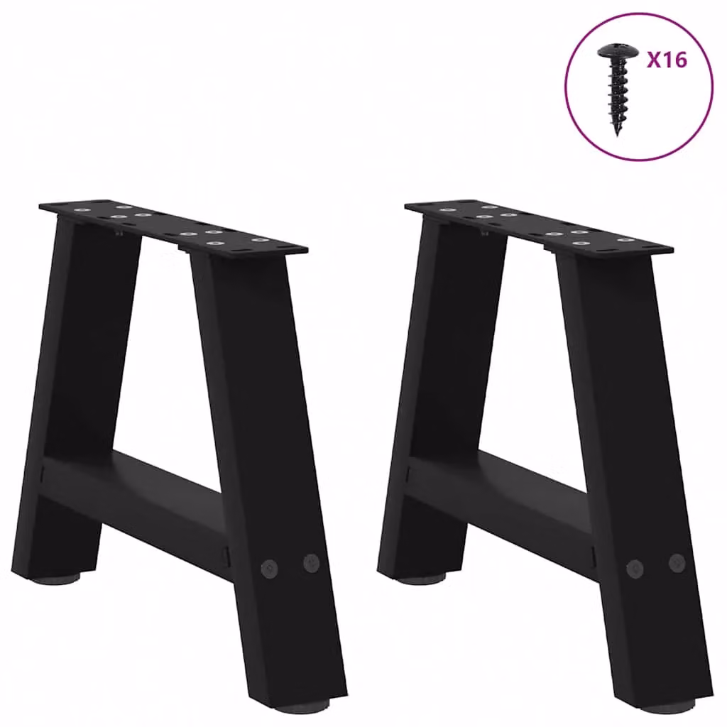 Berkfield Home A-Shaped Steel Coffee Table Legs, 2 Pieces, Black Matt, W: 30 cm, H: 30 cm – 2