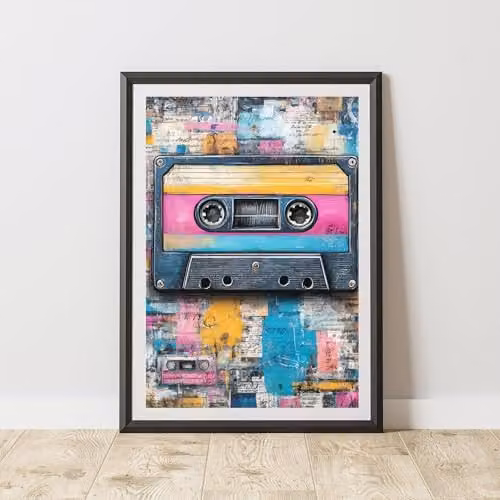 60 Second Makeover Cassette Tape Graffiti Print Urban Street Art Paper Poster, Multicolour, A4
