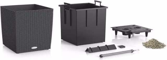 LECHUZA Cube Cottage Square Self-Watering Planter, Grey, 31l