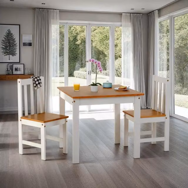 Seconique Ludlow Dining Set with Two Chairs in Grey and White