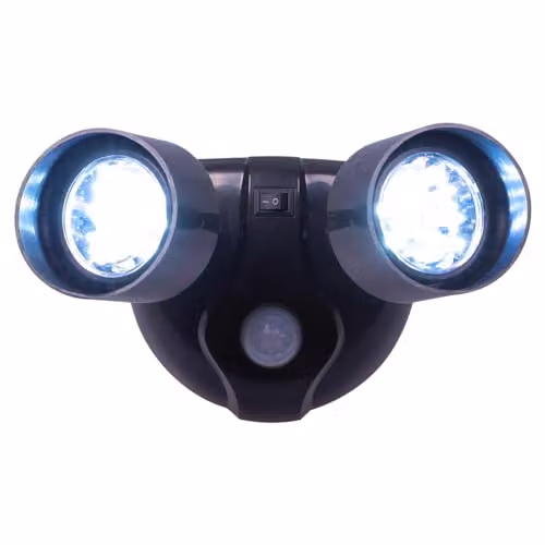 mysmartbuy Black Battery Powered Twin Head Motion Sensor Security Light with 160 Lumen LED Floodlight and Adjustable Heads, H10 x W12 x D10 cm