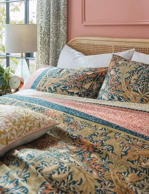 William Morris At Home 2 Pack Multicolour Floral Pure Cotton Sateen Oxford Pillowcases