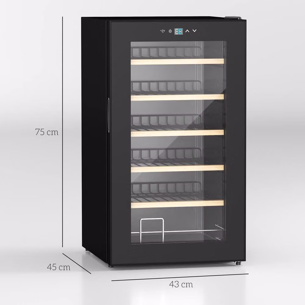 STILVORA Black Freestanding Compressor Wine Cooler Fridge with LED Display and Glass Door, 24 Bottle Capacity, W/D/H: 43 x 65 x 75 cm – 4