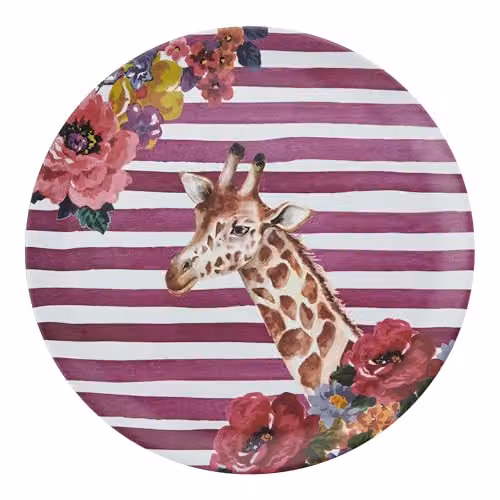 Mikasa Wild at Heart Giraffe Round Melamine Serving Tray, Multicolour, Diameter: 36 cm