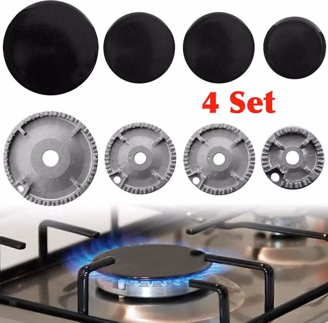 EONLION 4-Piece Black Gas Hob Burner Cap Kit for UK Cookers – 1