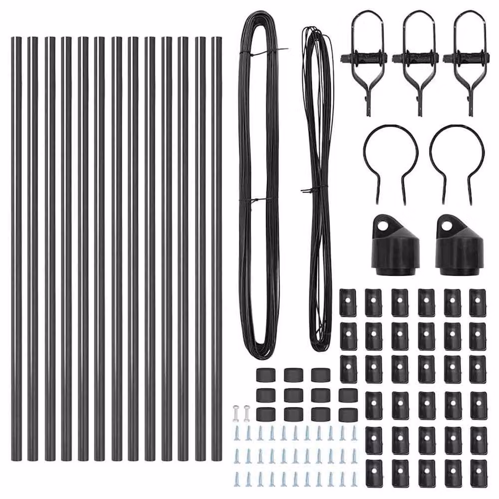 vidaXL Set of 13 Grey Steel Round Fence Posts – 4