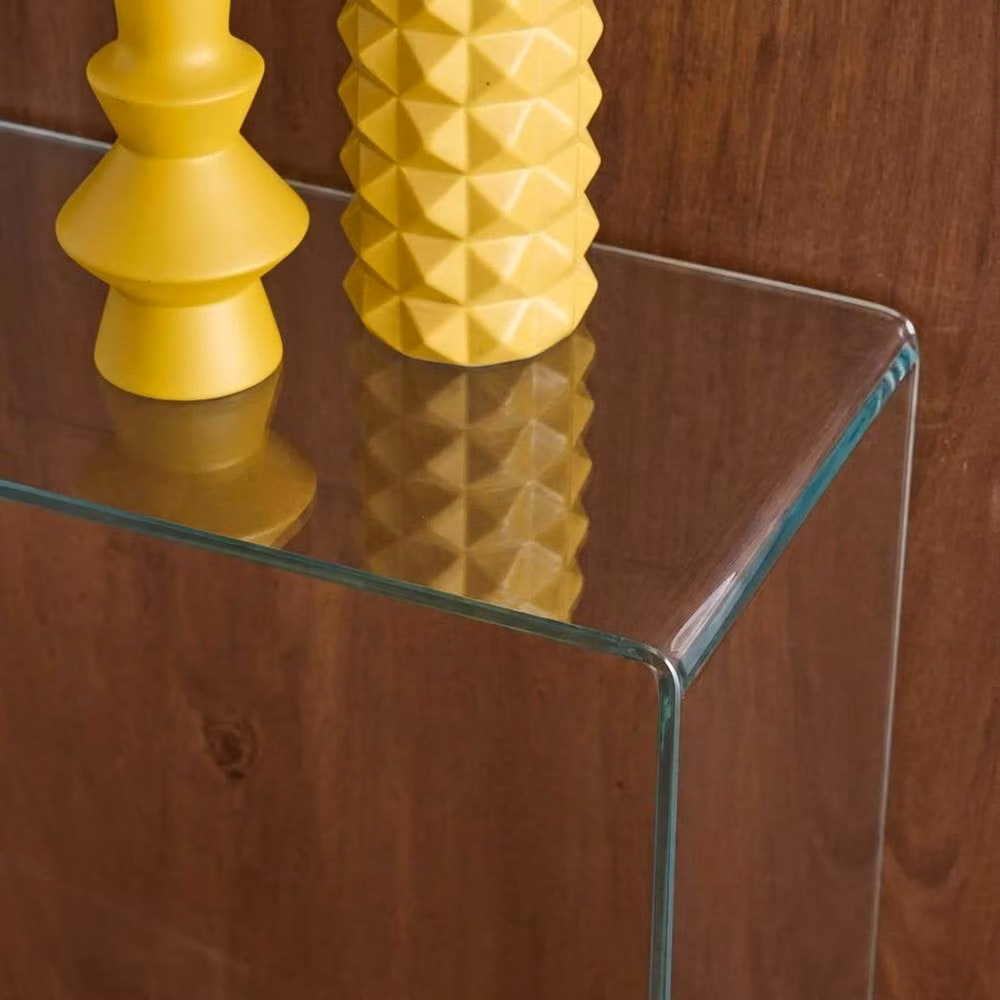 sweeek Modern Rectangular Tempered Glass Console Table in Clear – 3