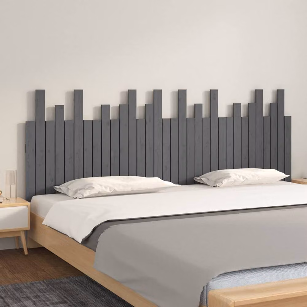 Berkfield Home Grey Rustic Solid Pine Wall Mounted Headboard W/D/H: 204 x 3 x 80 cm – 2