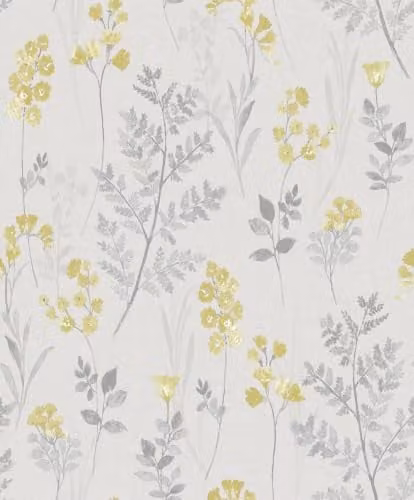 Holden Decor Pashley Grey and Gold Floral Botanical Wallpaper