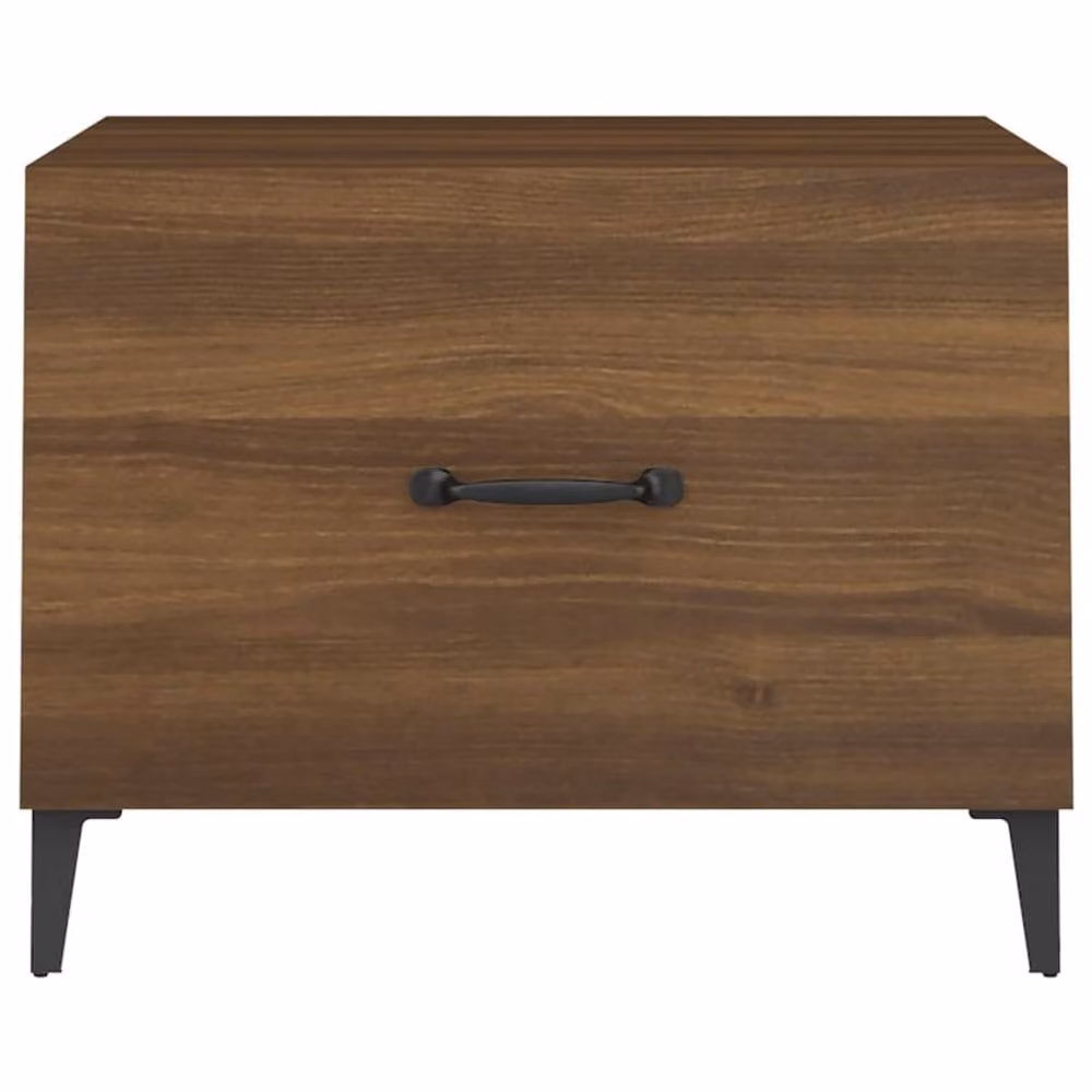 Berkfield Home Set of 2 Decorative Coffee Tables in Brown Oak with Metal Legs, W/D/H: 50 x 50 x 40 cm – 3