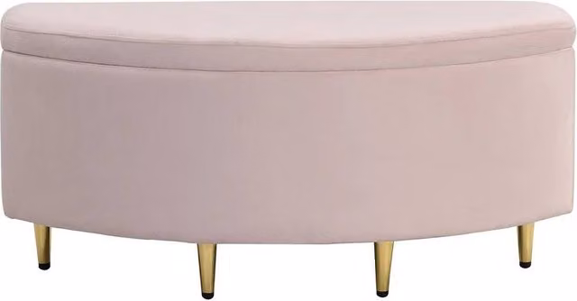 ERGOVEXA Pink Velvet Upholstered Ottoman Storage Bench for 3FT Single Bed Frame