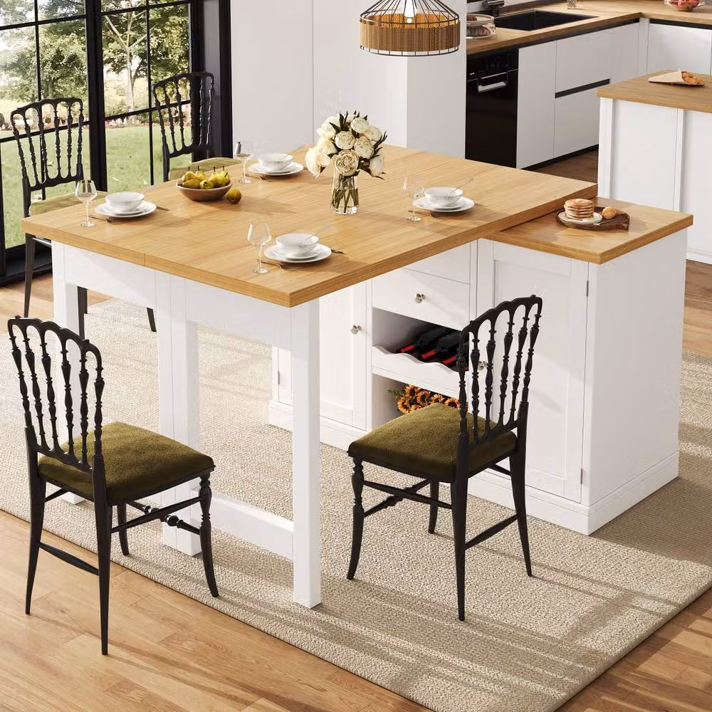 BTM Extendable White Sideboard Dining Table with Storage Drawers – 3