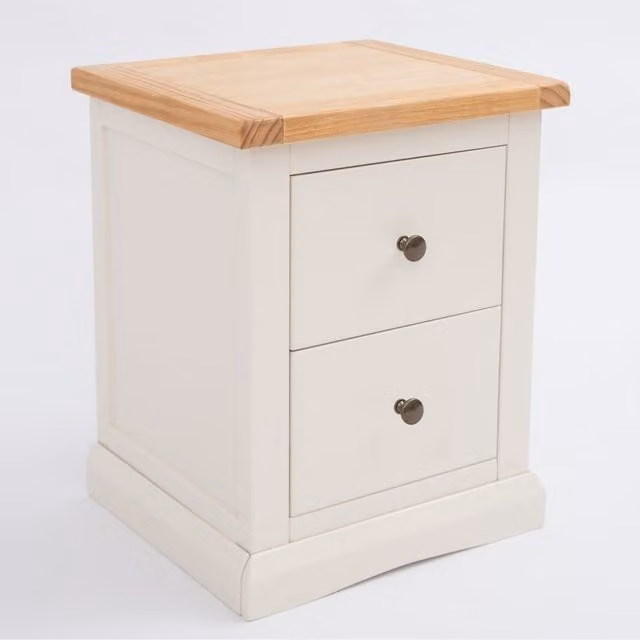Cabinet Bits Castelli 2 Drawer Bedside Table in White Waxed Pine
