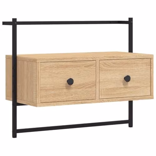 vidaXL Modern Wall-mounted TV Cabinet in Brown Oak Wood Finish