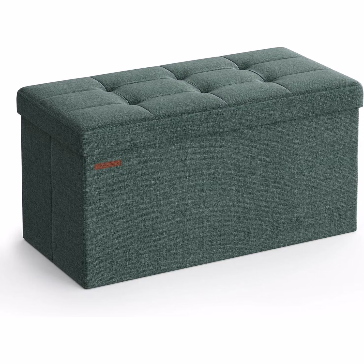 SONGMICS Medium Storage Ottoman Bench in Bottle Green – 5
