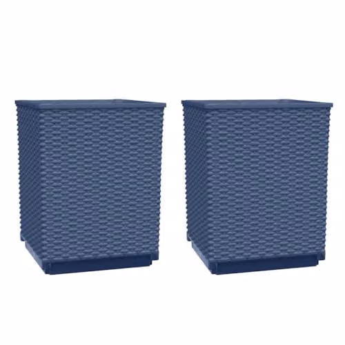 vidaXL Set of 2 Polypropylene Planter Tubs in Blue and Grey, W/D/H: 30 x 30 x 37 cm