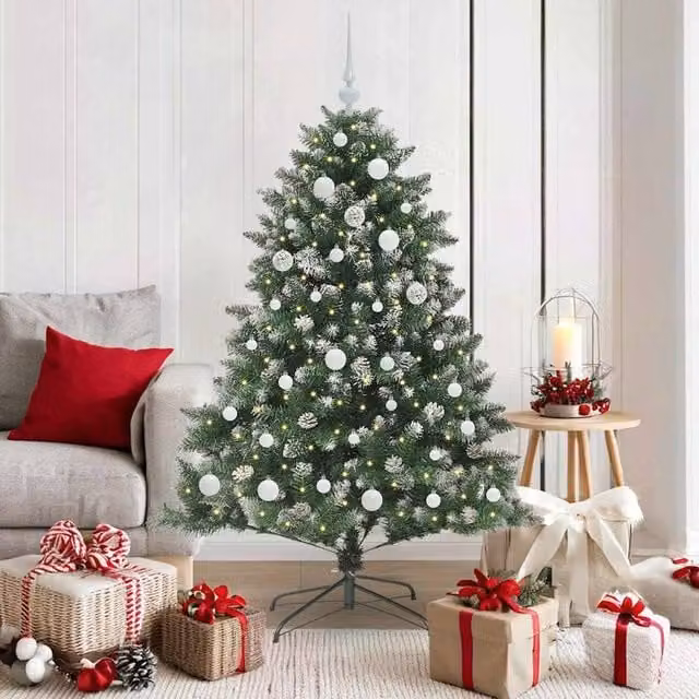 Berkfield Home Green Artificial Christmas Tree with Stand, W/D/H: 105 x 105 x 150 cm