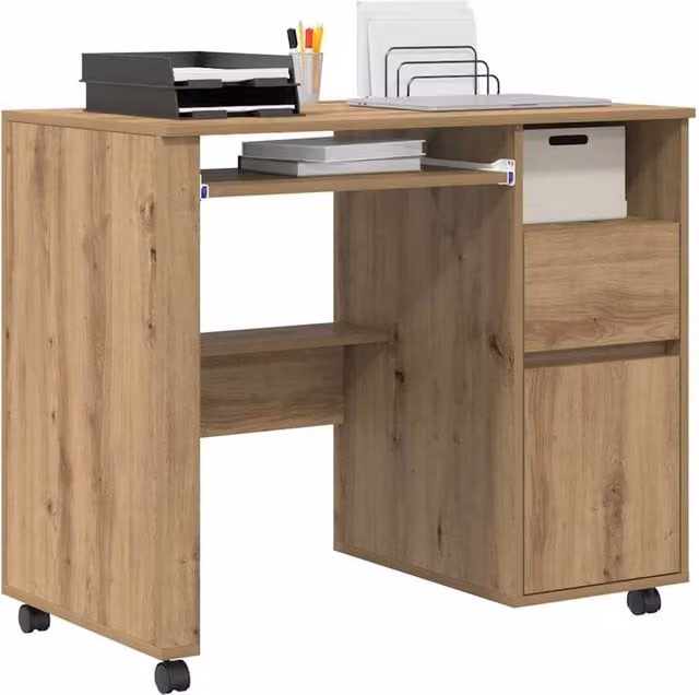 Berkfield Home Modern Artisan Oak Computer Desk in Brown – 1