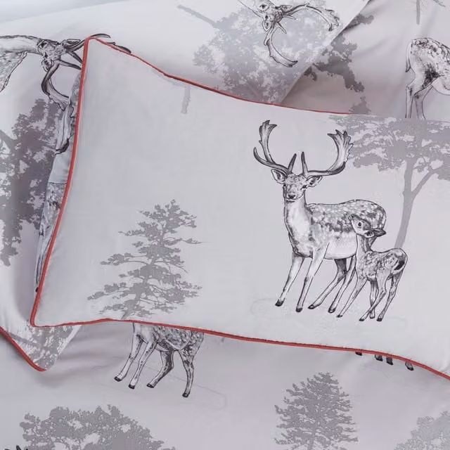 Rapport Home Sherwood Reversible Graphic Duvet Cover Set, Grey, 90 x 200 cm