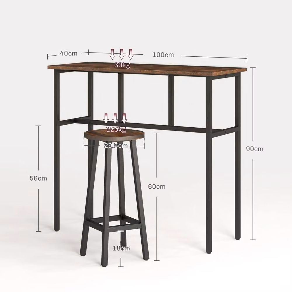 Wyld Haus Halulo 6 Piece Counter Bar Dining Set in Rustic Brown with 2 Tables and 4 Stools – 4