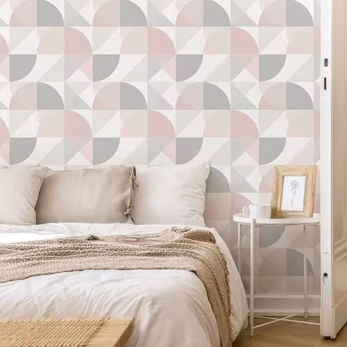 Graham & Brown Retro Geometric Pink and Gold Abstract Wallpaper – 2