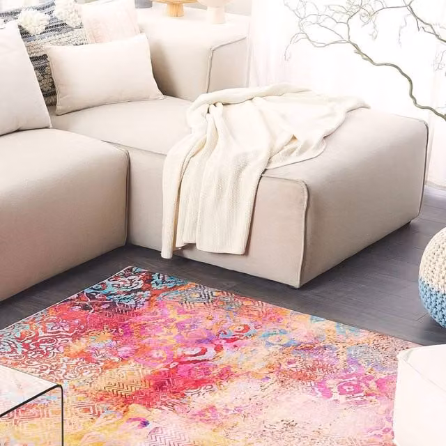 Wyld and Coco Multicolour Abstract Boho Area Rug, W: 140 cm, L: 200 cm – 1