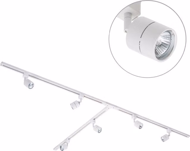 Litecraft T Shape Track Light Kit with Soho Spotlight Heads and LED Bulbs, White