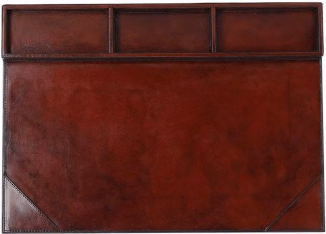 Ashwood Brown Leather Multi-Compartment Desk Mat
